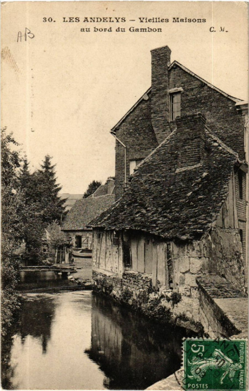 Carte postale ancienne Les Andelys - Vieilles Maisons au bord du Gambon aux Andelys