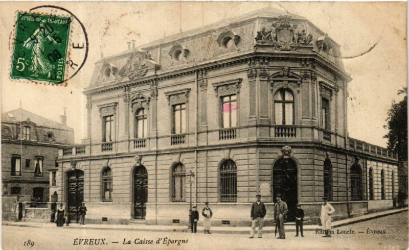 Carte postale ancienne Evreux - La Caisse d'Epargne à Évreux