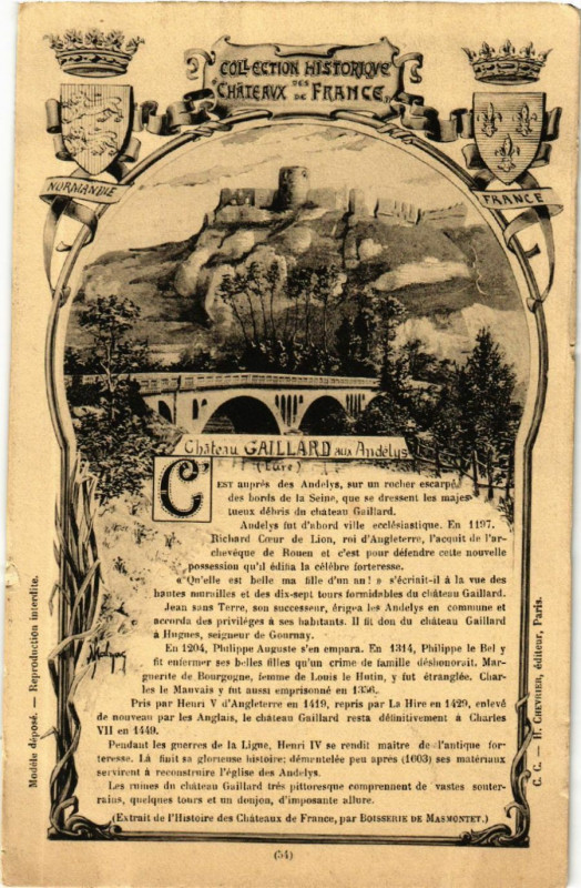 Carte postale ancienne Chateau Gaillard aux Andelys