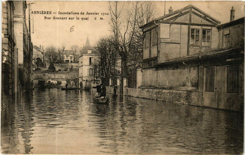Carte postale ancienne Asnieres - Inondations de Janvier 1919 à Asnières