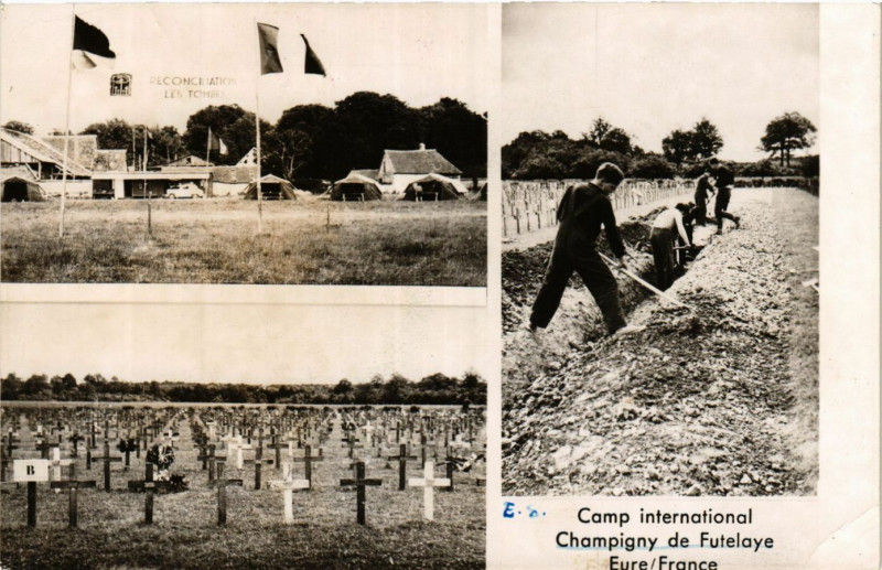 Carte postale ancienne Camp international Champigny de Futelaye Eure/France