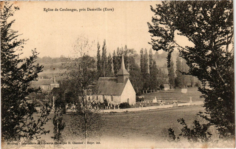 Carte postale ancienne Damville - Eglise de Coulonges