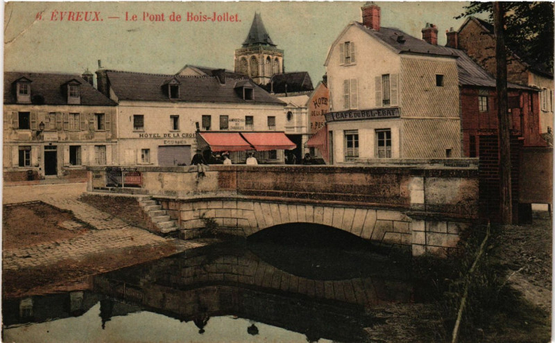 Carte postale ancienne Evreux - Le Pont de Bois-Jollet à Évreux