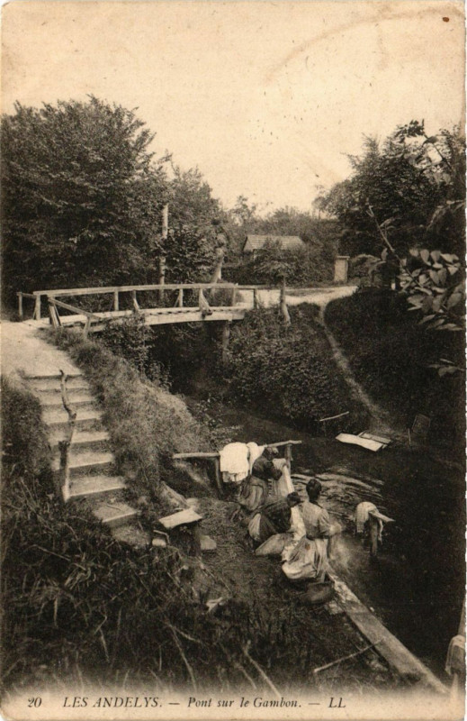Carte postale ancienne Les Andelys - Pont sur le Gambon aux Andelys