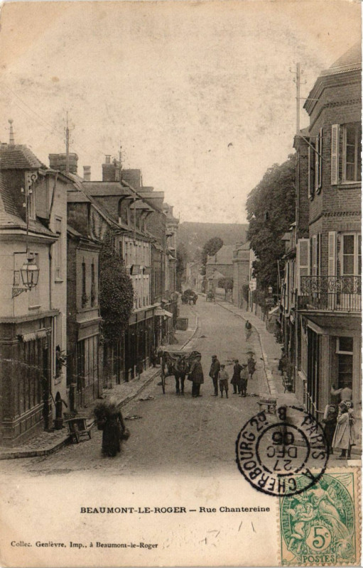 Carte postale ancienne Beaumont-le-Roger - Rue Chantereine à Beaumont-le-Roger