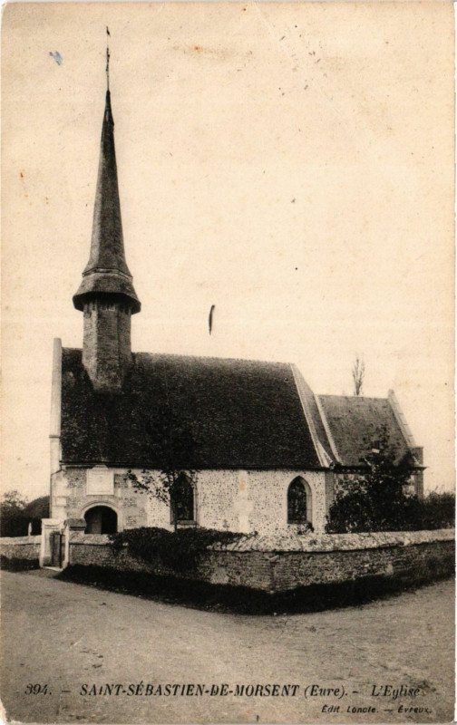 Carte postale ancienne Saint-Sebastien-de-Morsent - L'Eglise à Saint-Sébastien-de-Morsent