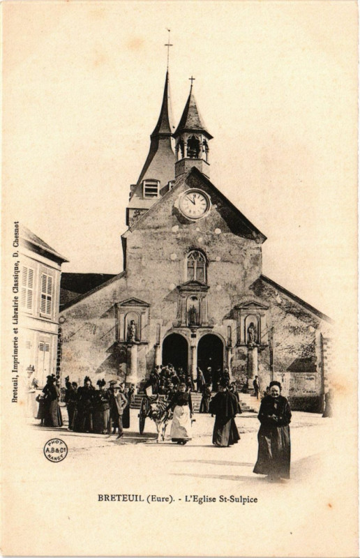 Carte postale ancienne Breteuil - L'Eglise Saint-Sulpice à Breteuil