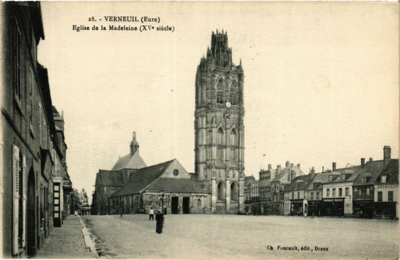 Carte postale ancienne Verneuil Eglise de la Madeleine