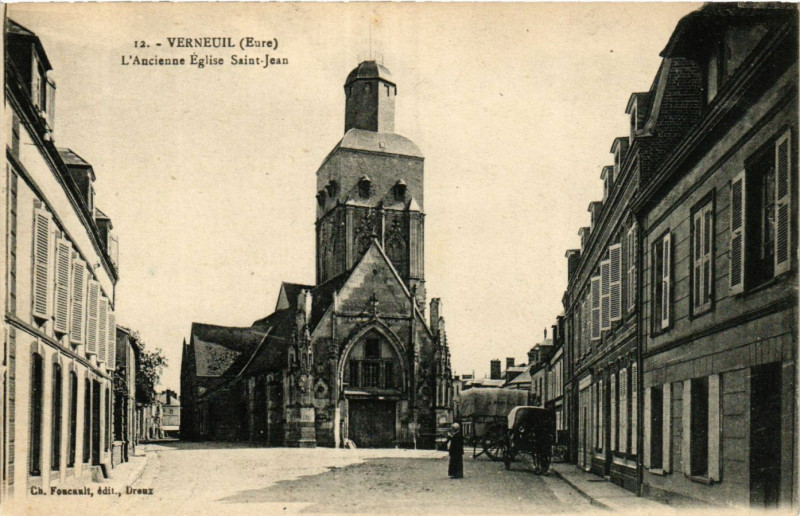 Carte postale ancienne Verneuil - L'Ancienne Eglise Saint-Jean