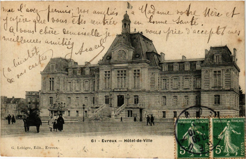 Carte postale ancienne Evreux - Hotel-de-Ville à Évreux