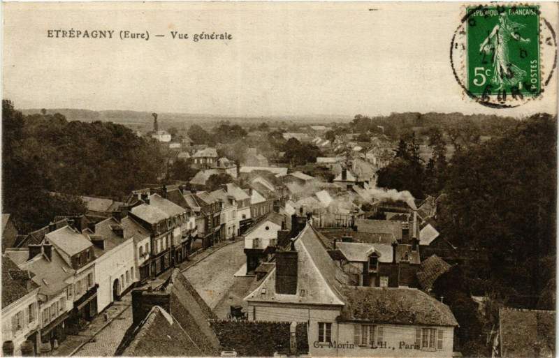 Carte postale ancienne Etrepagny - Vue générale à Étrépagny
