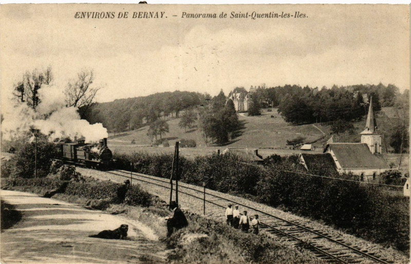 Carte postale ancienne Environs de Bernay - Panorama de Saint-Quentin-les-Iles à Bernay
