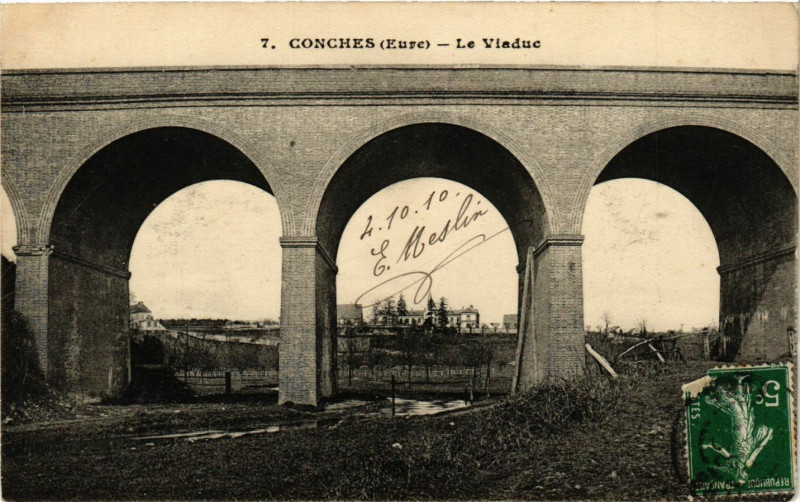 Carte postale ancienne Conches - Le Viaduc