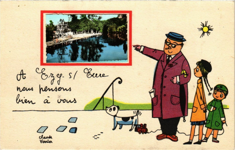 Carte postale ancienne A Ezy-sur-Eure nous persons bien a vous à Ézy-sur-Eure