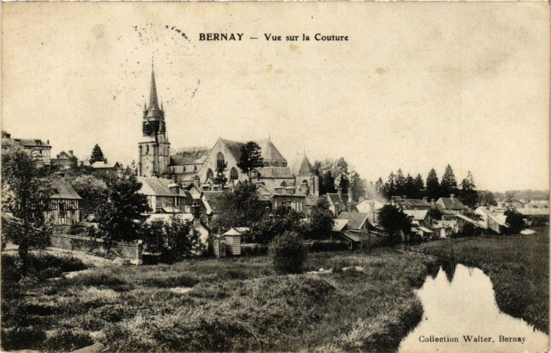 Carte postale ancienne Bernay - Vue sur la Couture à Bernay