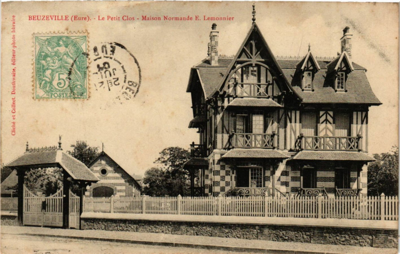 Carte postale ancienne Beuzeville - Le Petit Clos - Maison Normande E. Lemonnier à Beuzeville