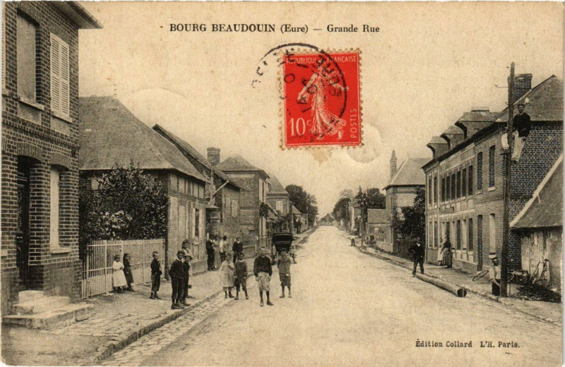 Carte postale ancienne Bourg Beaudouin - Grande Rue à Bourg-Beaudouin