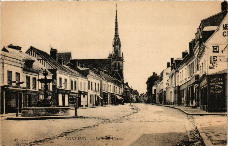 Carte postale ancienne Conches - La Place Carnot