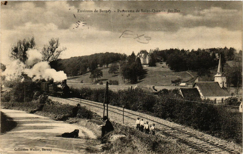 Carte postale ancienne Environs de Bernay - Panorama de Saint-Quentin-des-Iles à Bernay