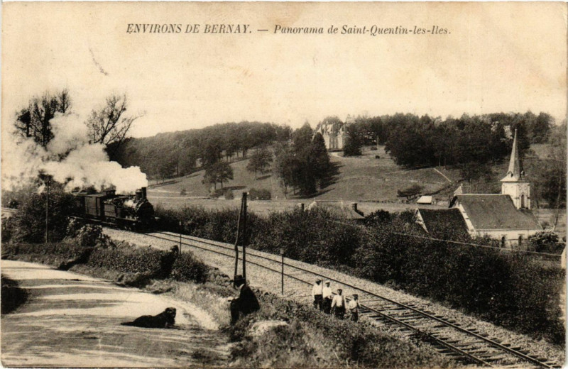 Carte postale ancienne Environs de Bernay - Panorama de Saint-Quentin-les-Iles à Bernay
