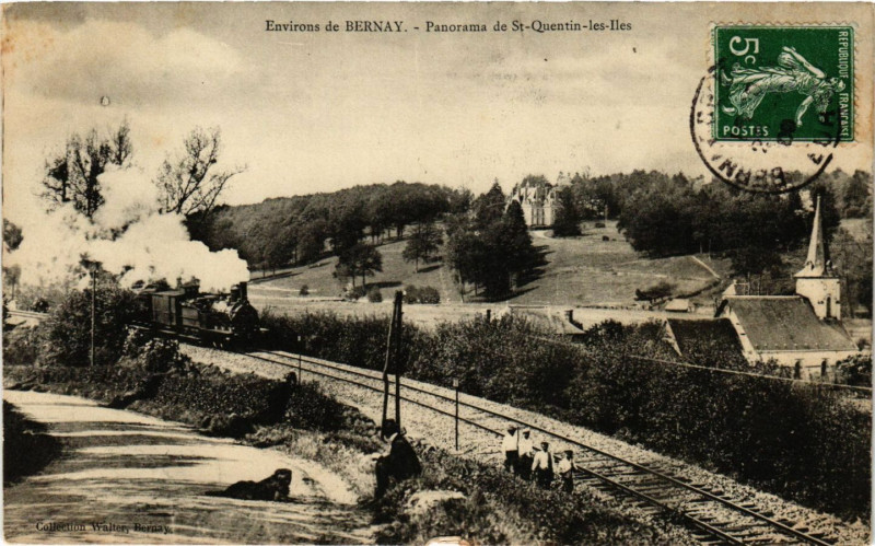 Carte postale ancienne Environs de Bernay - Panorama de Saint-Quentin-les-Iles à Bernay