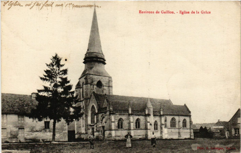Carte postale ancienne Environs de Gaillon - Eglise de la Grace à Gaillon