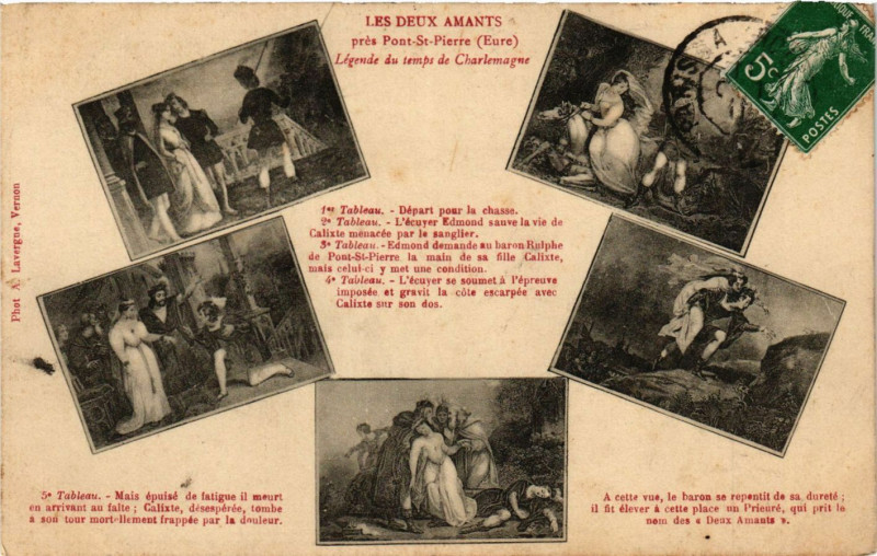 Carte postale ancienne Les Deux Amants pres Pont-Saint-Pierre - Légende du temps de... à Pont-Saint-Pierre