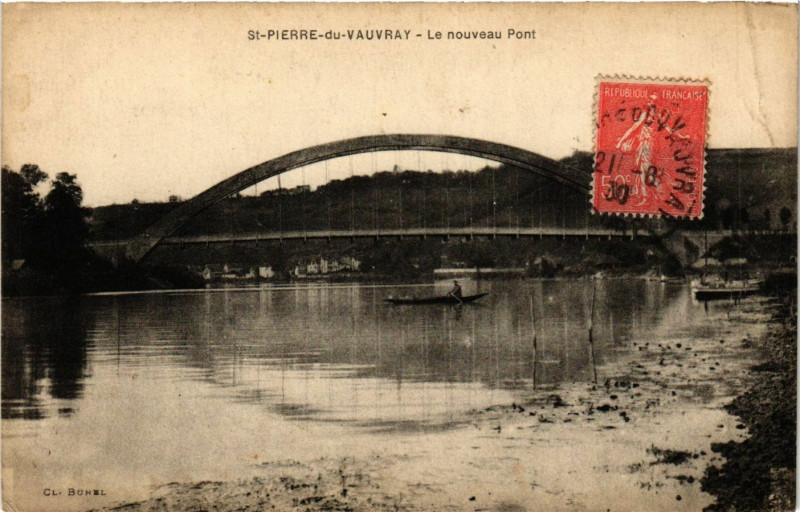 Carte postale ancienne Saint-Pierre-du-Vauvray - Le nouveau Pont à Saint-Pierre-du-Vauvray
