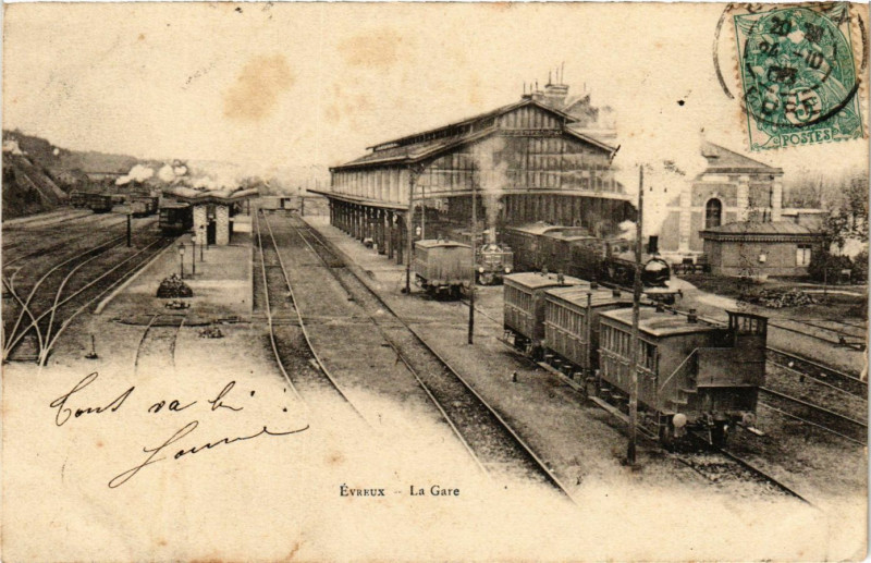Carte postale ancienne Evreux - La Gare à Évreux