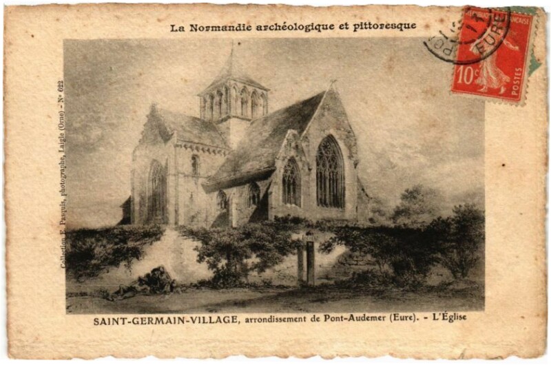 Carte postale ancienne Saint-Germain-Village - L'Eglise à Pont-Audemer