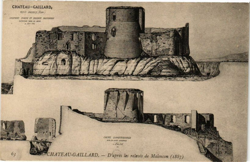 Carte postale ancienne Chateau Gaillard - D'apras les rélevés de Malencon