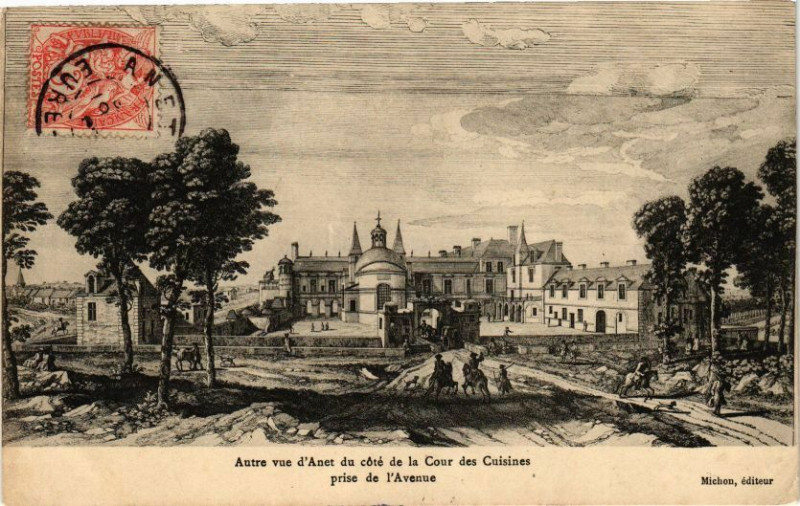 Carte postale ancienne Autre ve d'Anet du coté de la Cour des Cuisines prise de l'Avenue