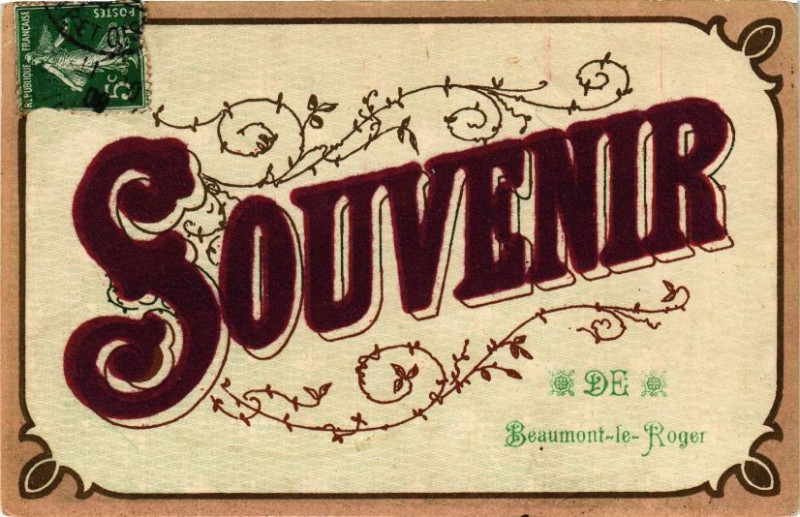 Carte postale ancienne Souvenir de Beaumont-le-Roger à Beaumont-le-Roger