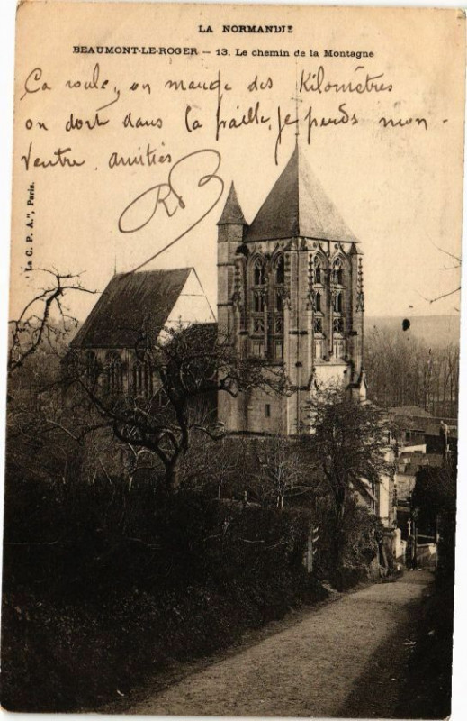 Carte postale ancienne Beaumont-le-Roger - Le chemin de la Montagne à Beaumont-le-Roger