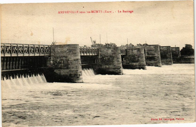 Carte postale ancienne Amfreville-sous-les-Monts - Le Barrage à Amfreville-sous-les-Monts