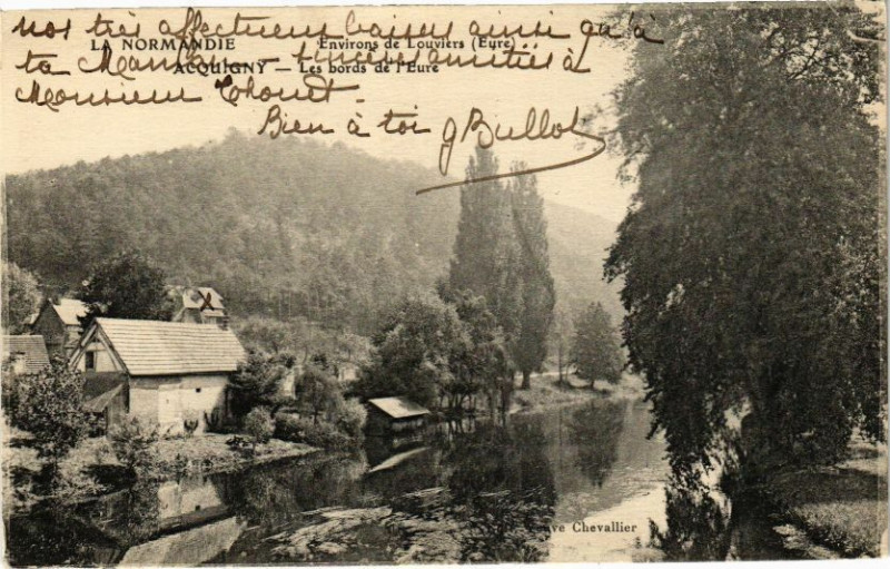 Carte postale ancienne Acquigny - Les bords de l'Eure à Acquigny