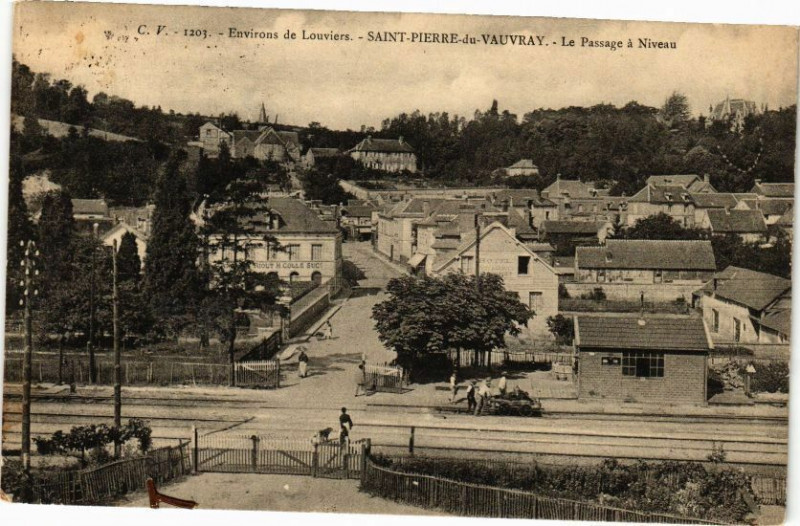 Carte postale ancienne Environs de Louviers Saint-Pierre-du-Vauvray - Le Passage a Niveau à Louviers