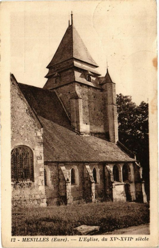 Carte postale ancienne Menilles - L'Eglise du Xv-Xvii siécle à Ménilles