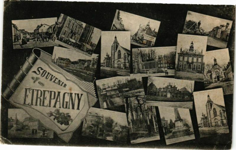 Carte postale ancienne Souvenir et ces Etrepagny à Étrépagny