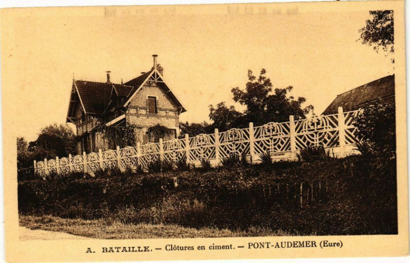 Carte postale ancienne A.Bataille - Clotures en ciment - Pont-Audemer à Pont-Audemer