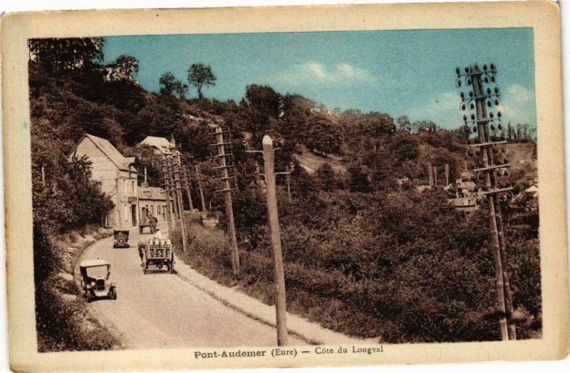 Carte postale ancienne Pont-Audemer - Cote du Longval à Pont-Audemer