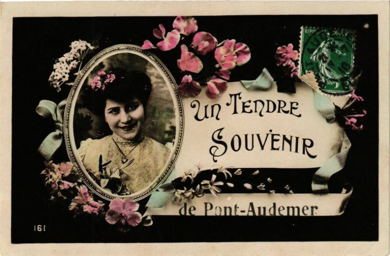 Carte postale ancienne Un Tendre Souvenir de Pont-Audemer à Pont-Audemer