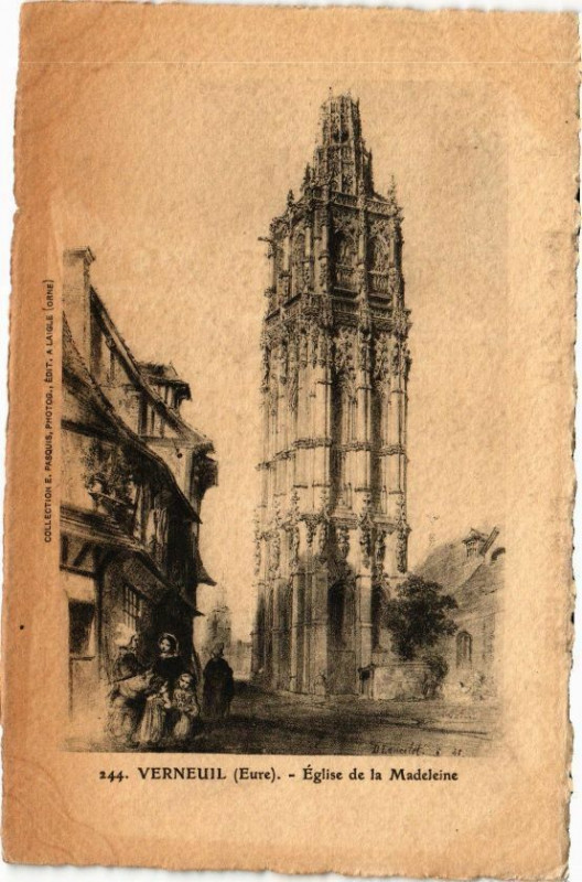 Carte postale ancienne Verneuil - Eglise de la Madeleine