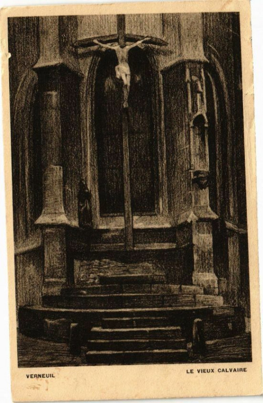 Carte postale ancienne Verneuil - Le Vieux Calvaire
