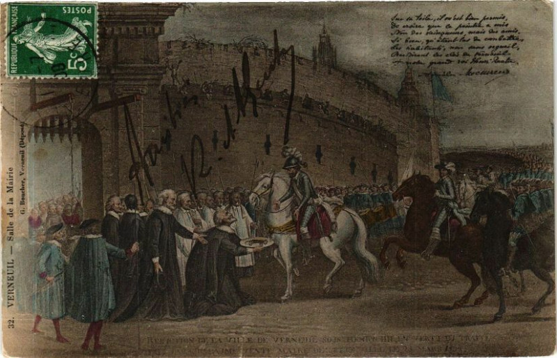 Carte postale ancienne Verneuil - Salle de la Mairie