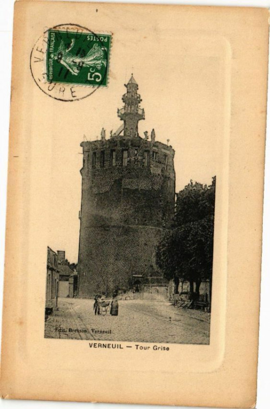 Carte postale ancienne Verneuil - Tour Grise