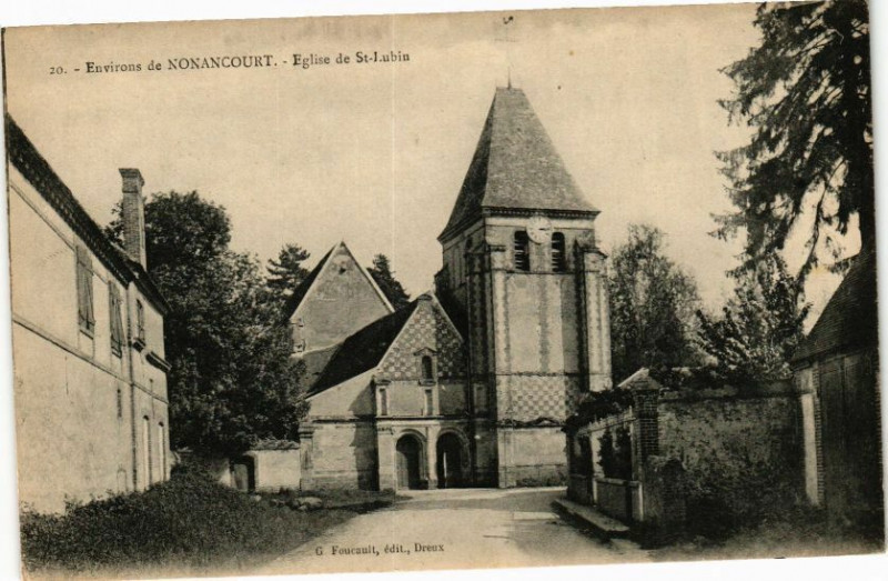 Carte postale ancienne Environs de Nonancourt Eglise de Saint-Lubin à Nonancourt