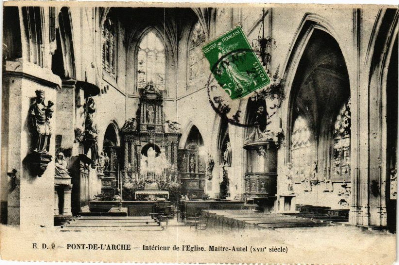 Carte postale ancienne Pont-de-l'Arche - Intérieur de l'Eglise.maitre.autel(Xvii siécle) à Pont-de-l'Arche