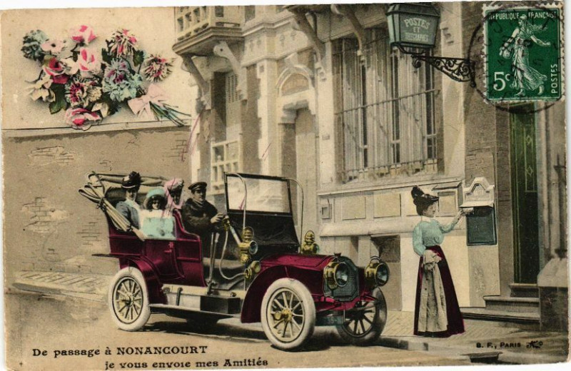 Carte postale ancienne De passage a Nonancourt-Je vous envoie mes Amitiés à Nonancourt