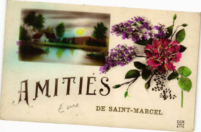 Carte postale ancienne Amitiés - de Saint-Marcel à Saint-Marcel
